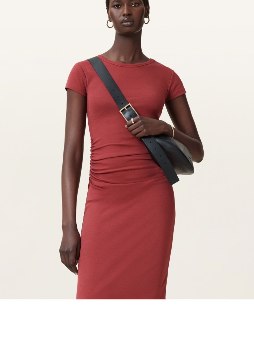 AllSaints burnt brick Short-Sleeve Knot Maxi Dress